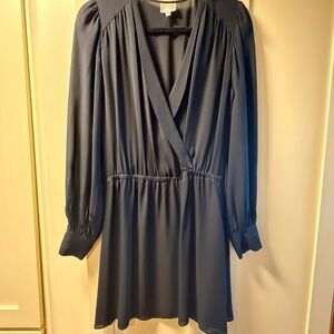 Parker Silk Black Wrap Mini Dress Size Medium